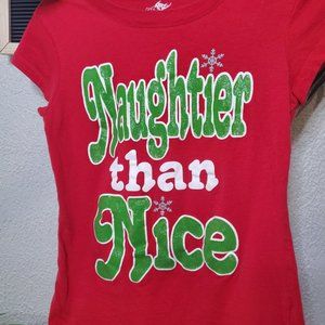 Piper & Blue I 100% Cotton Tee "Naughtier Than Nice"  Short Sleeve Small